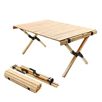 木と竹のキャンプテーブル